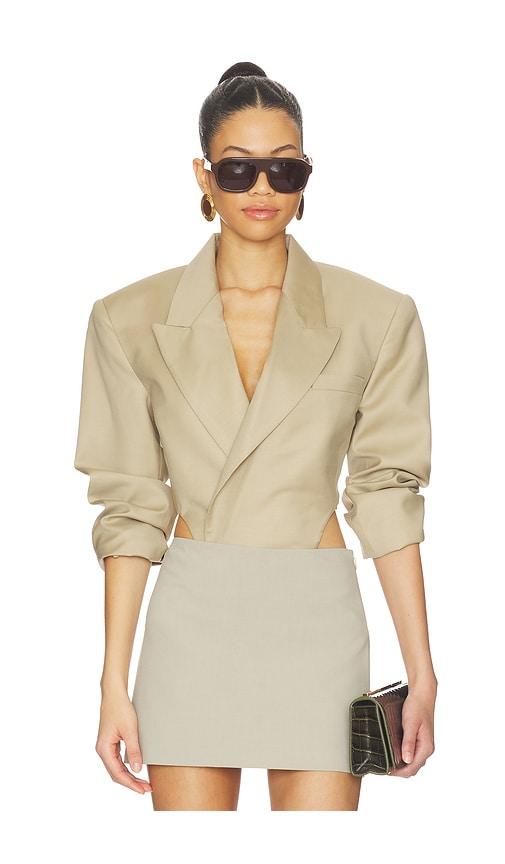 ronny kobo florina bodysuit in tan.