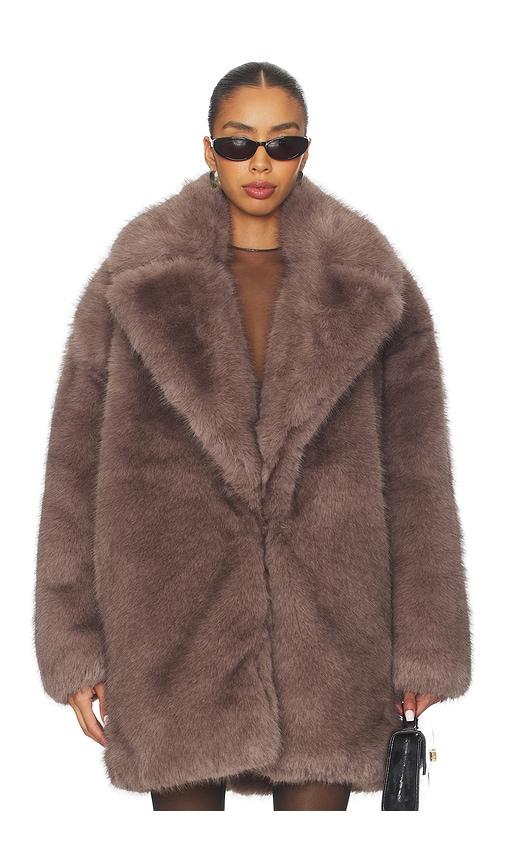 ronny kobo fonzee coat in taupe.