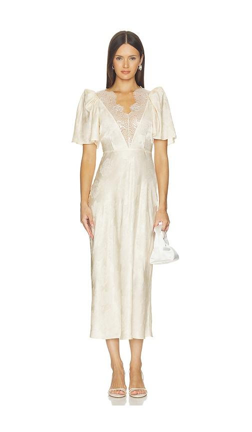 ronny kobo philo dress in beige.