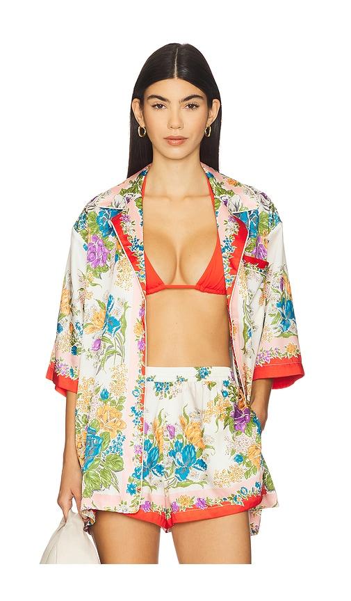 ronny kobo rinaldi top in cream,blue.
