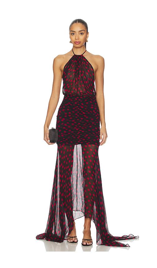 ronny kobo tilda dress in red.