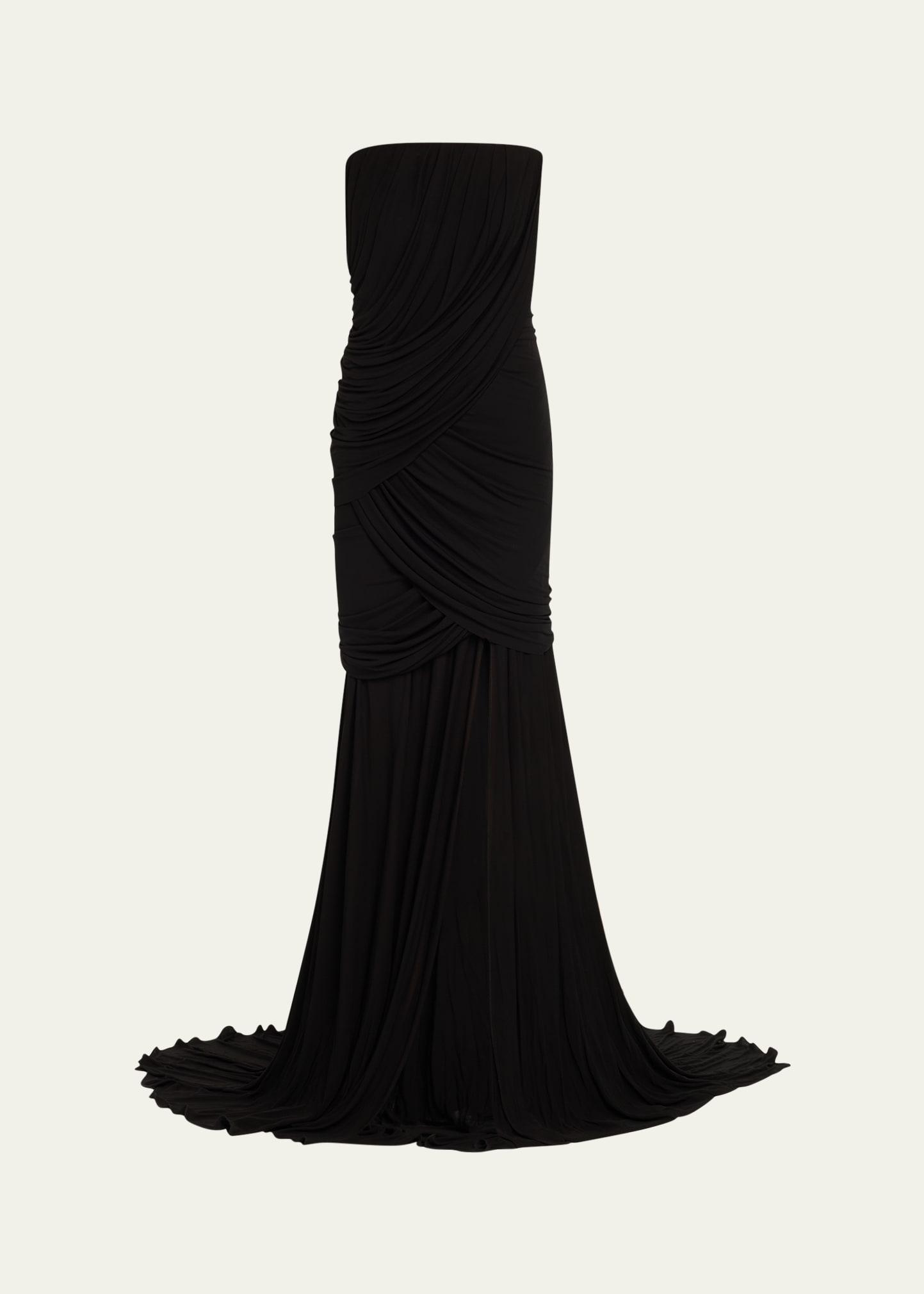rooney draped jersey strapless mermaid gown
