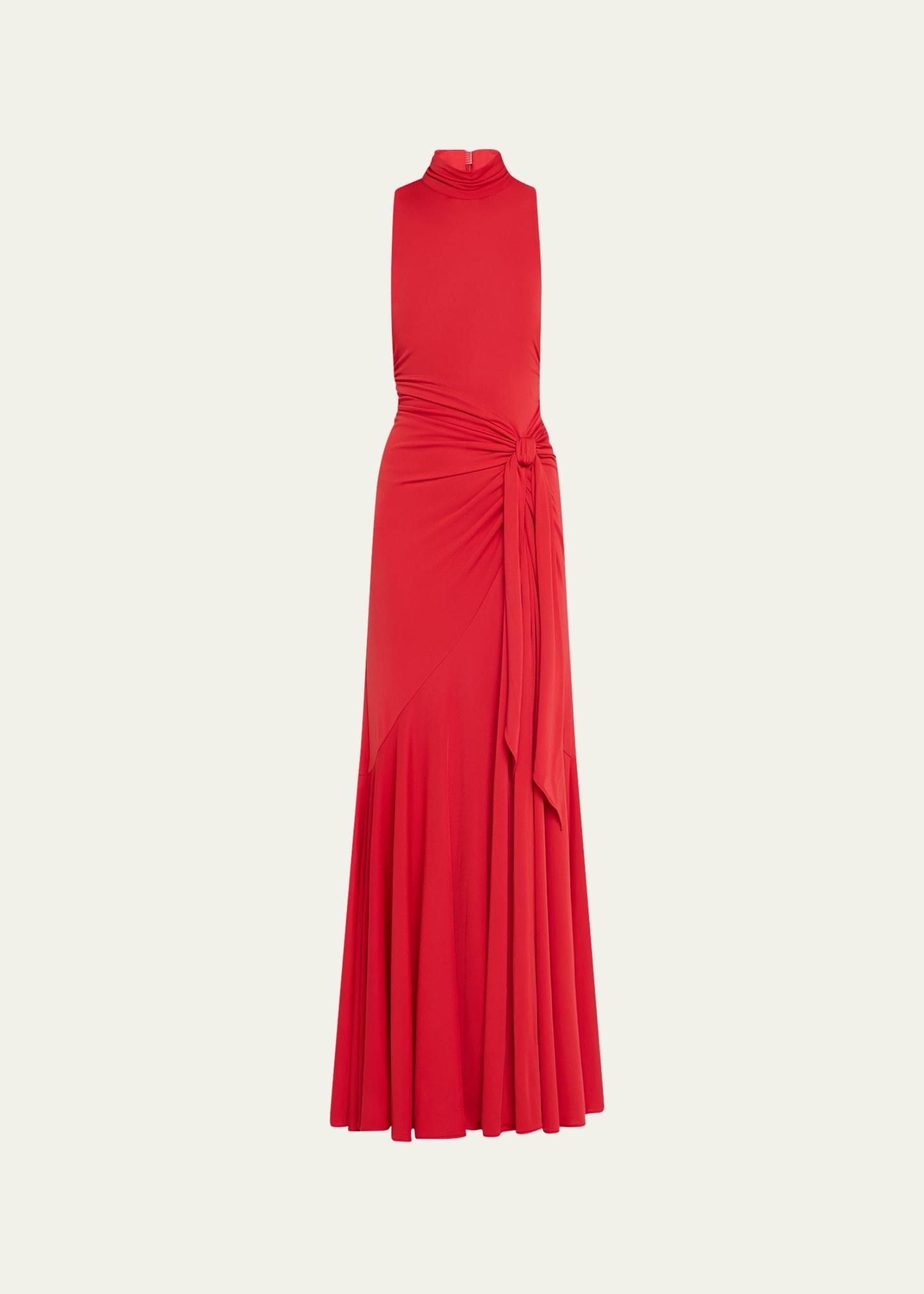 rori sleeveless knot jersey gown