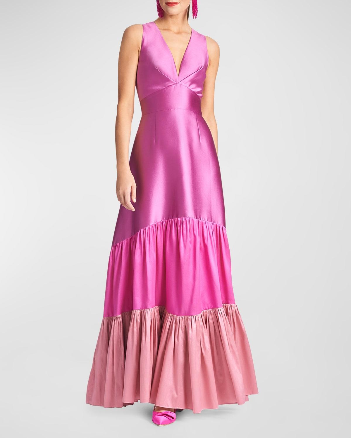 rori tiered colorblock gown