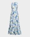 rori tiered floral-print mikado gown
