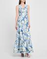 rori tiered floral-print mikado gown