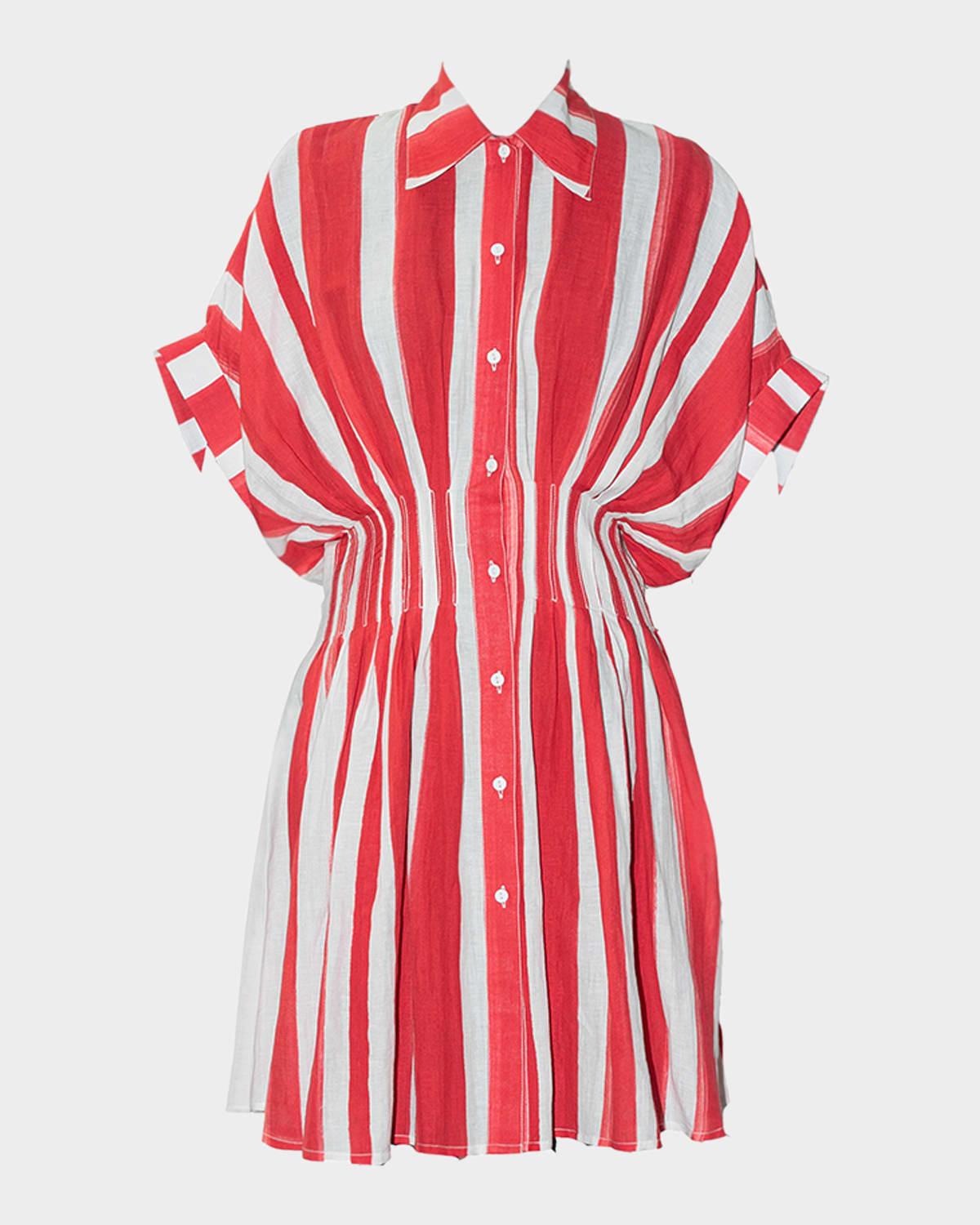 rory belted striped linen shirtdress