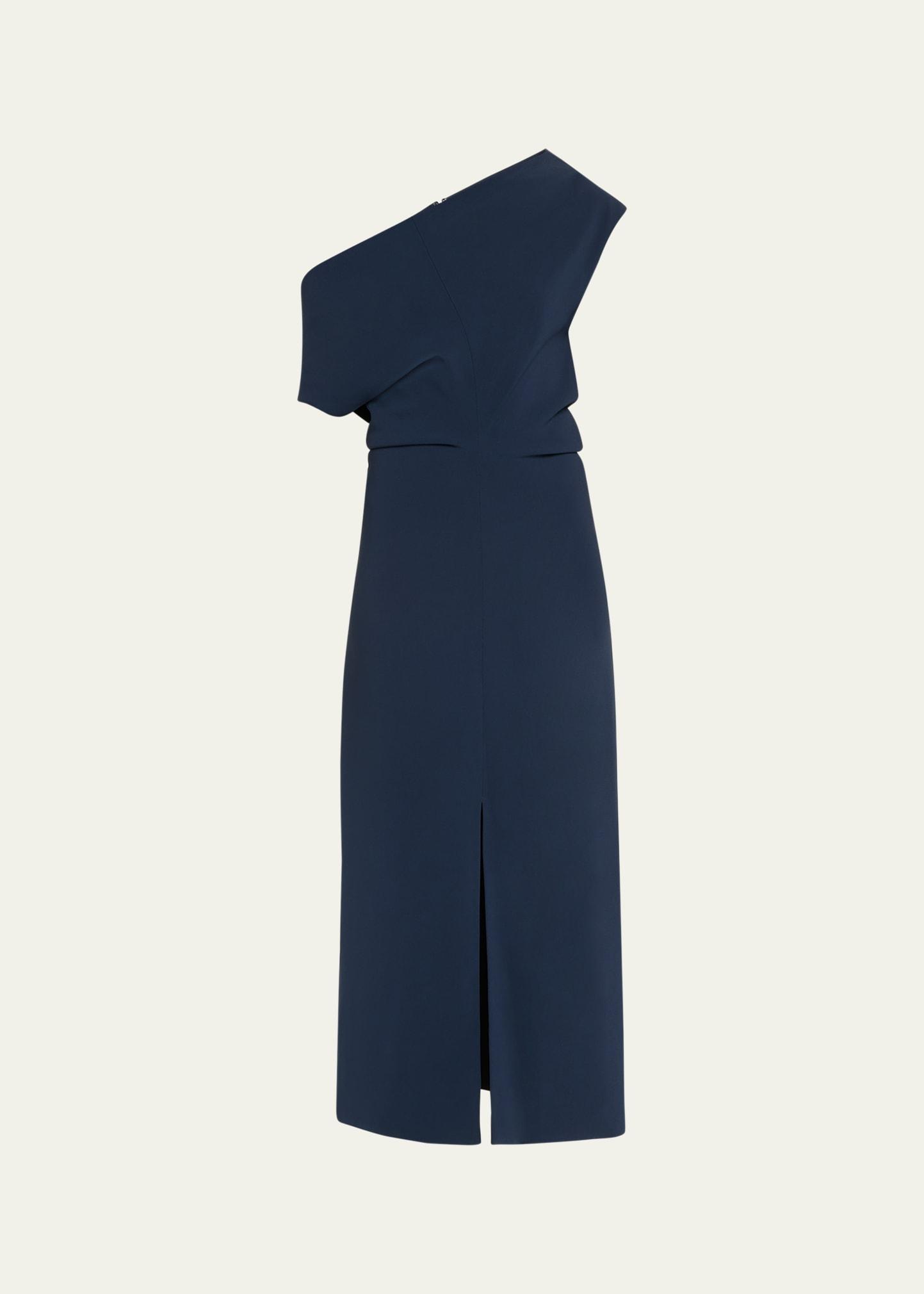 rosa off-shoulder matte crepe midi dress