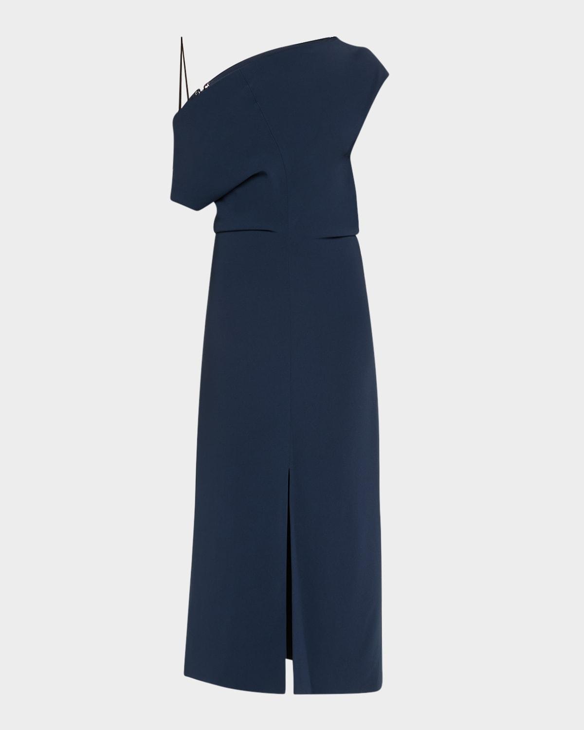 rosa off-shoulder matte crepe midi dress