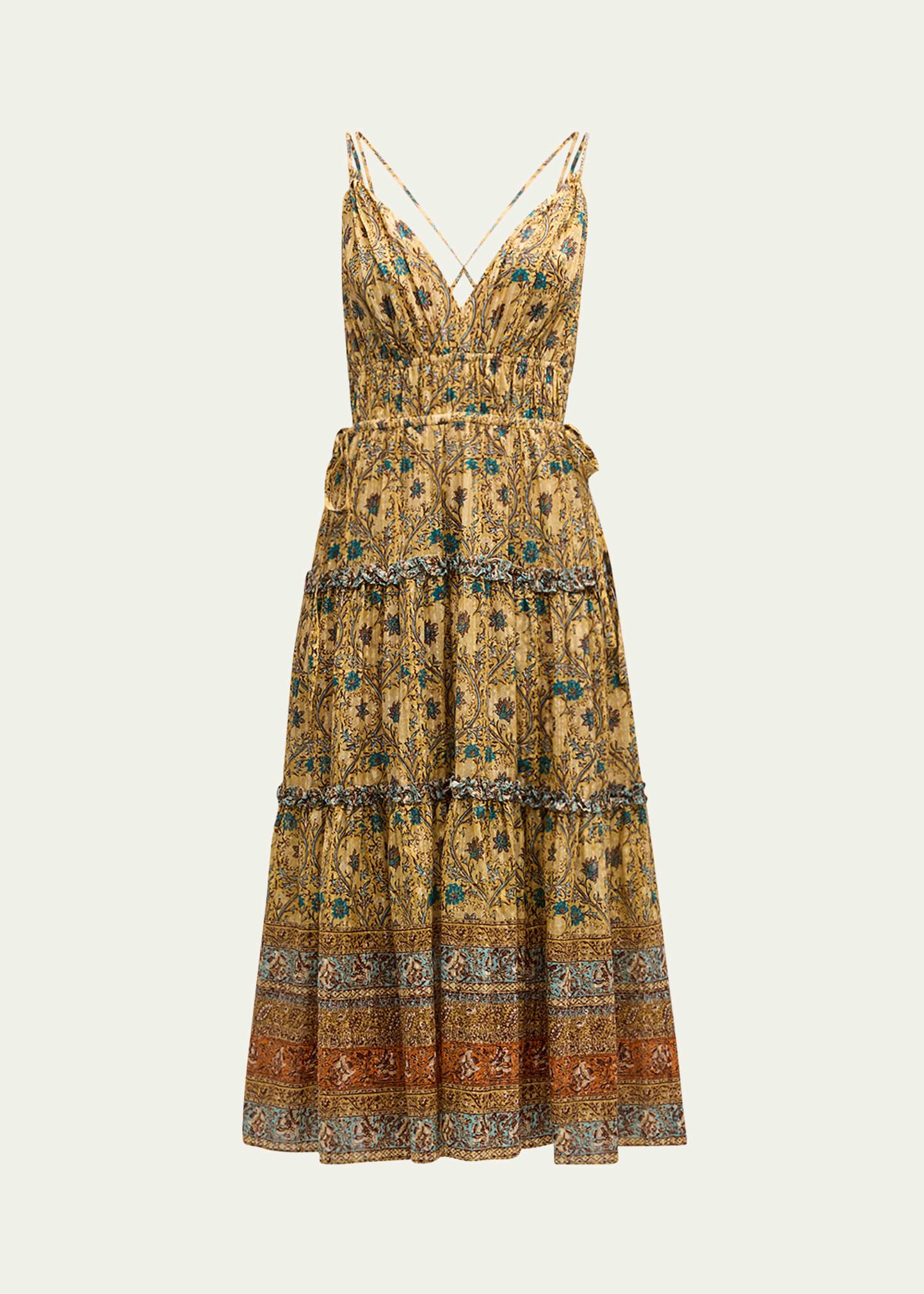 rosa printed a-line midi dress