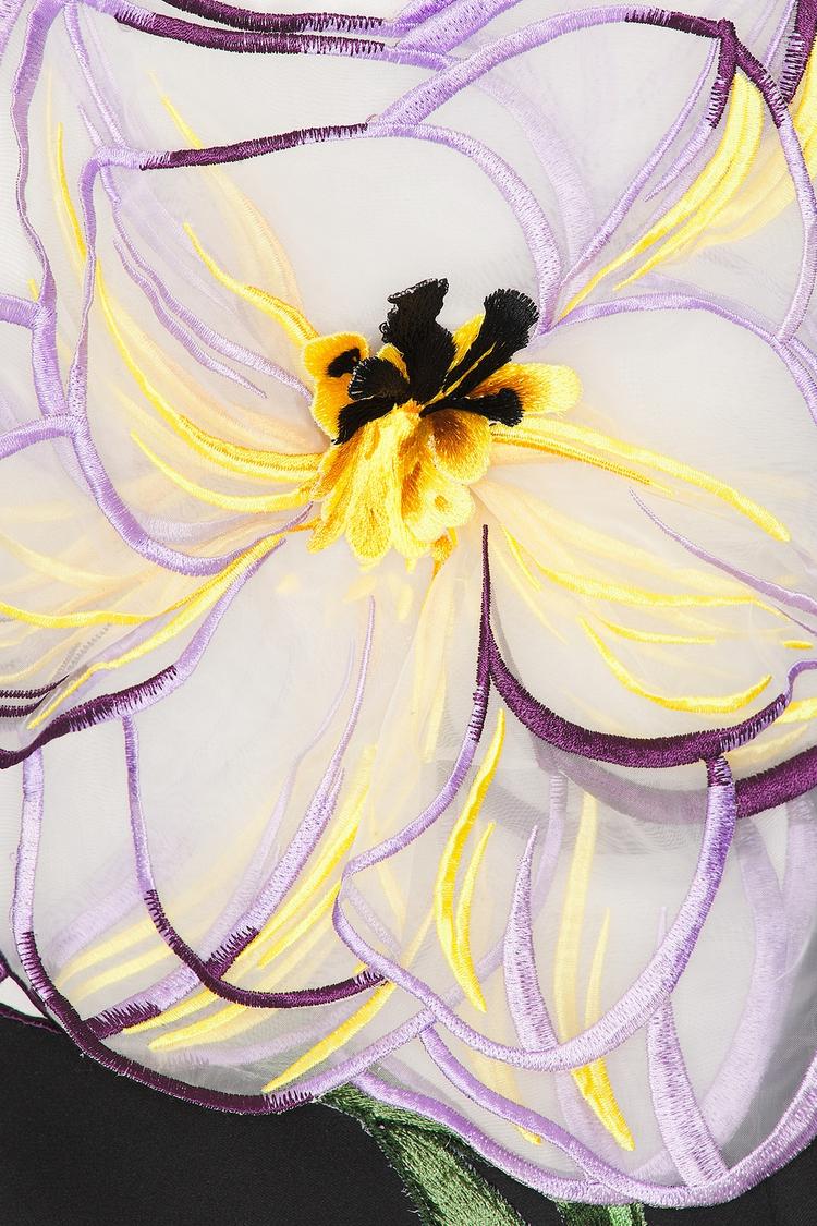 rosalie appliqué floral bustier mini dress in iris print