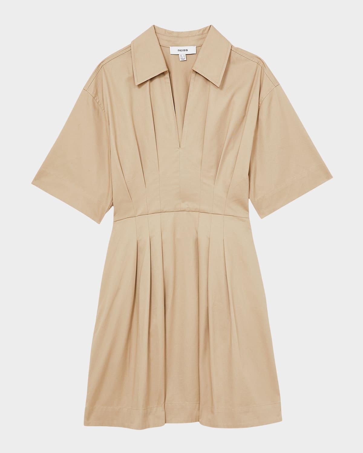 rosalie pleated cotton mini shirtdress
