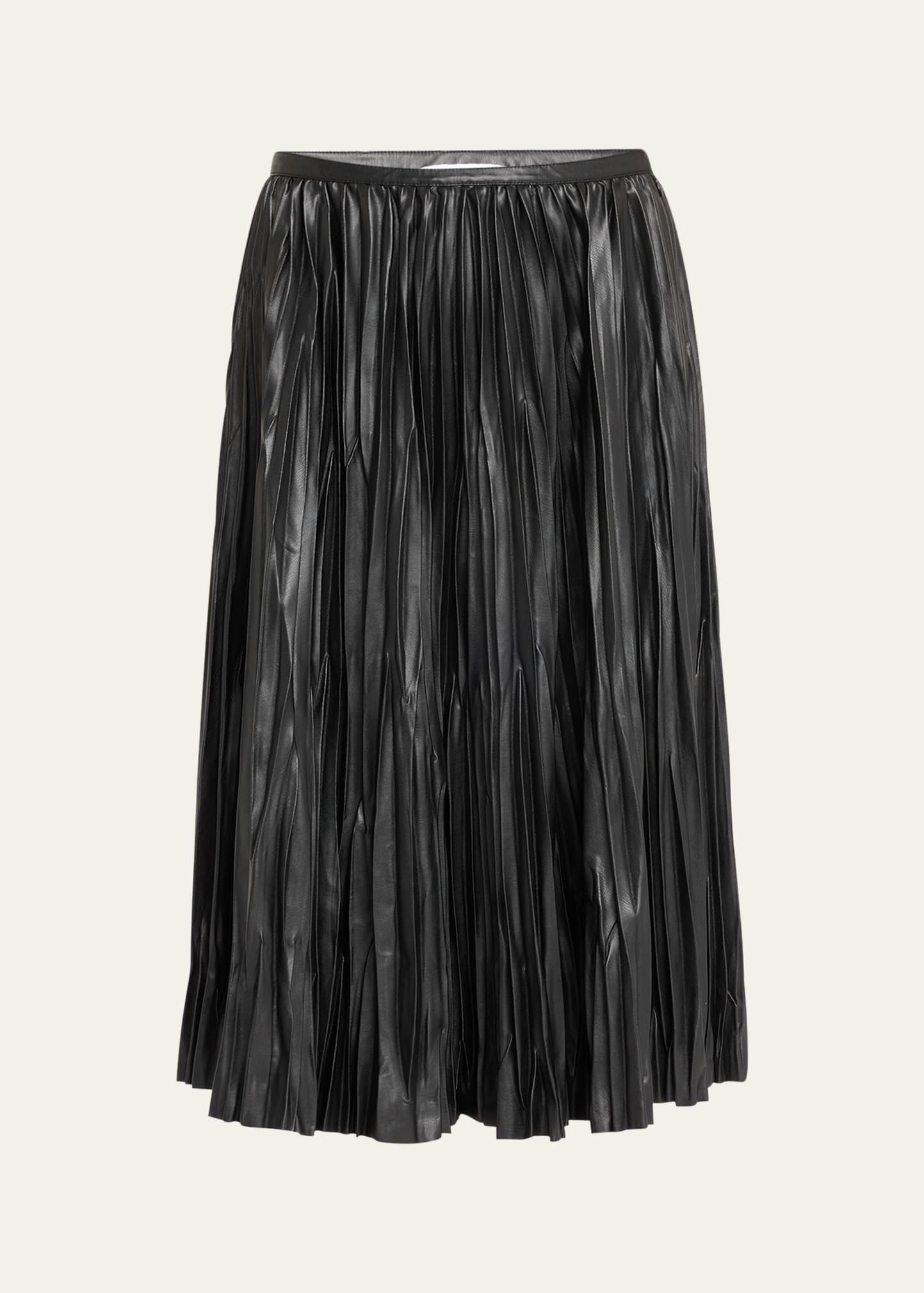rosalyn pleated faux-leather skirt