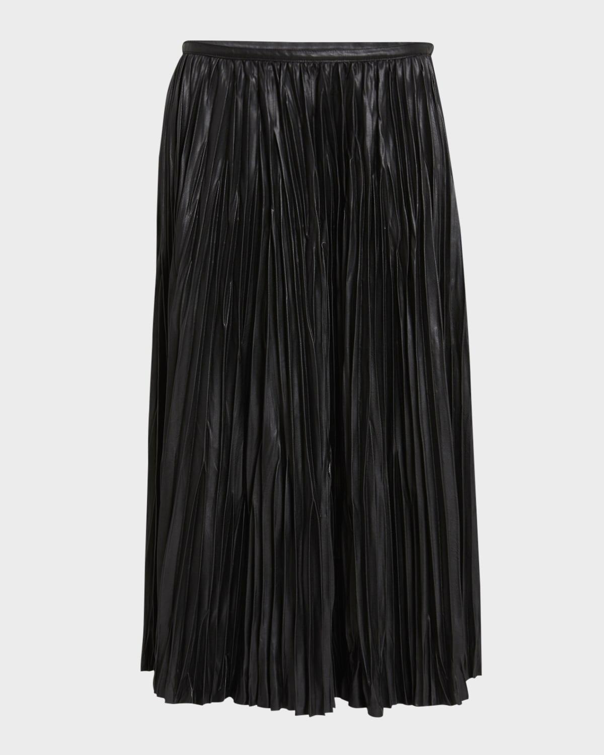 rosalyn pleated faux-leather skirt