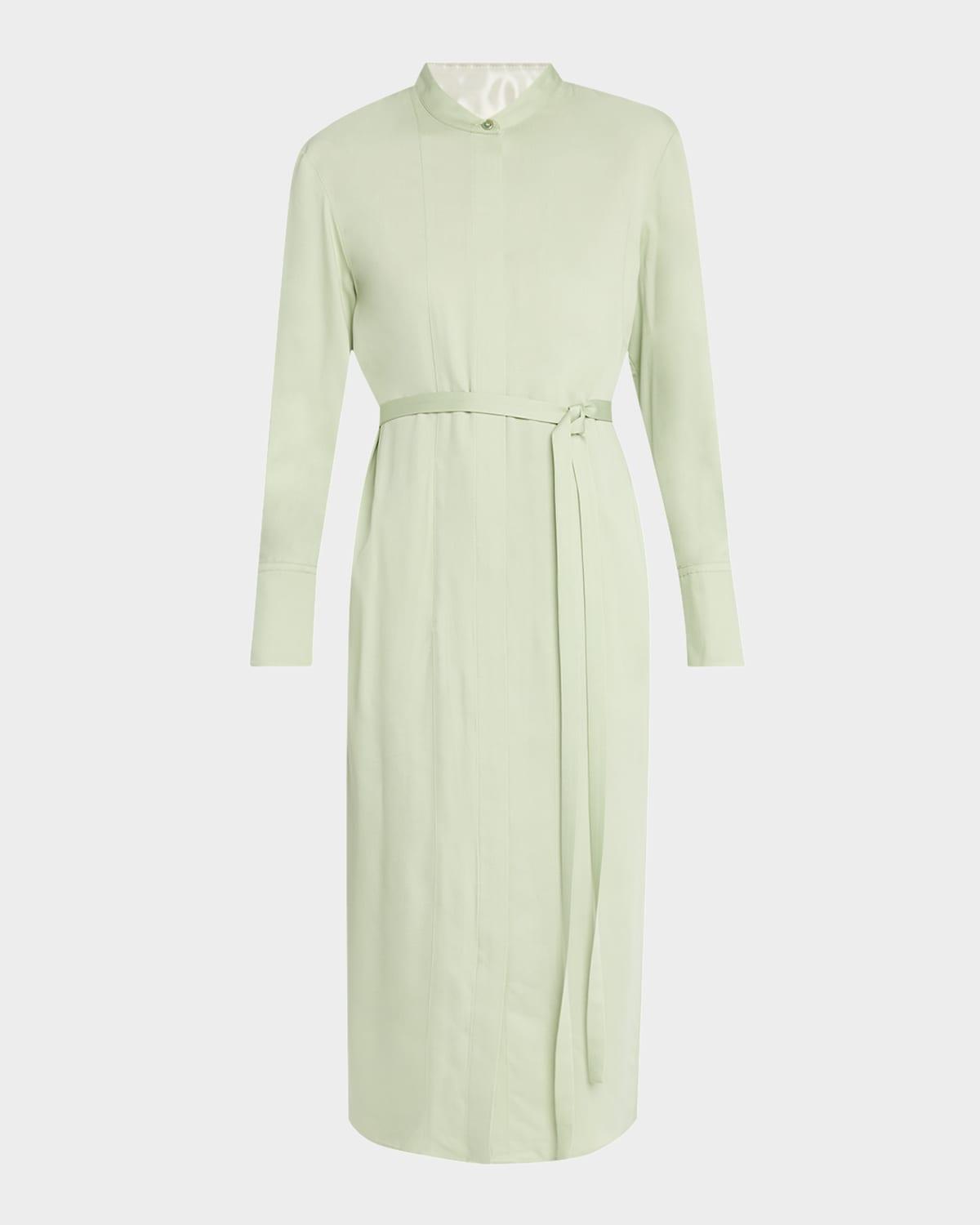 rosan band-collar viscose blend midi shirtdress