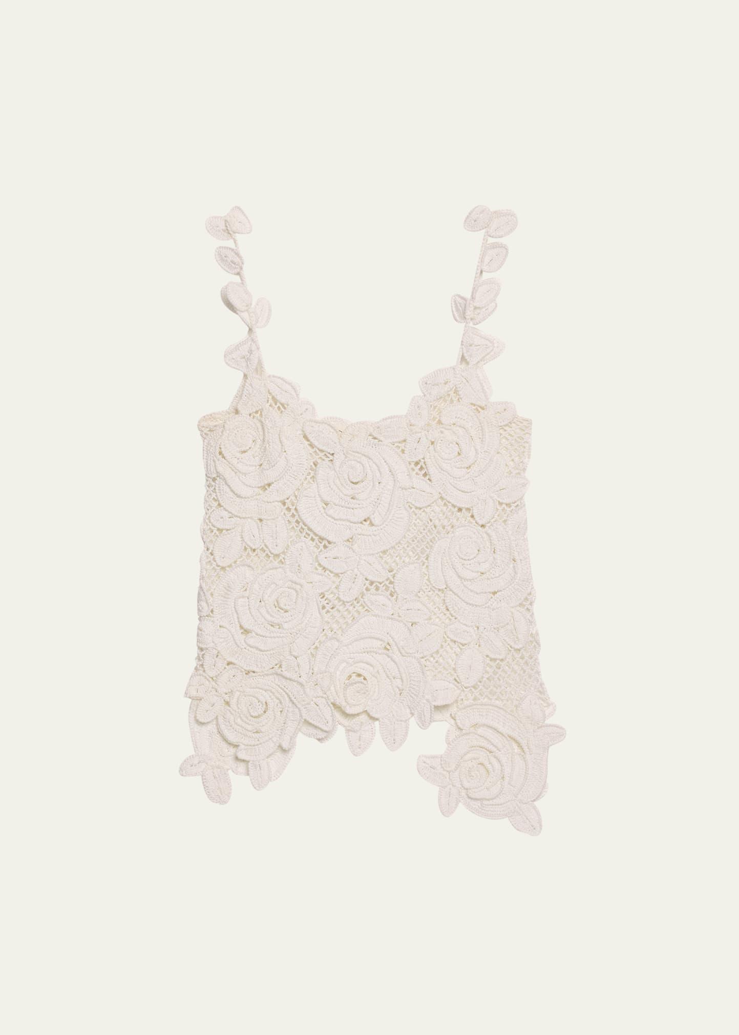 rose crochet mesh asymmetric tank top