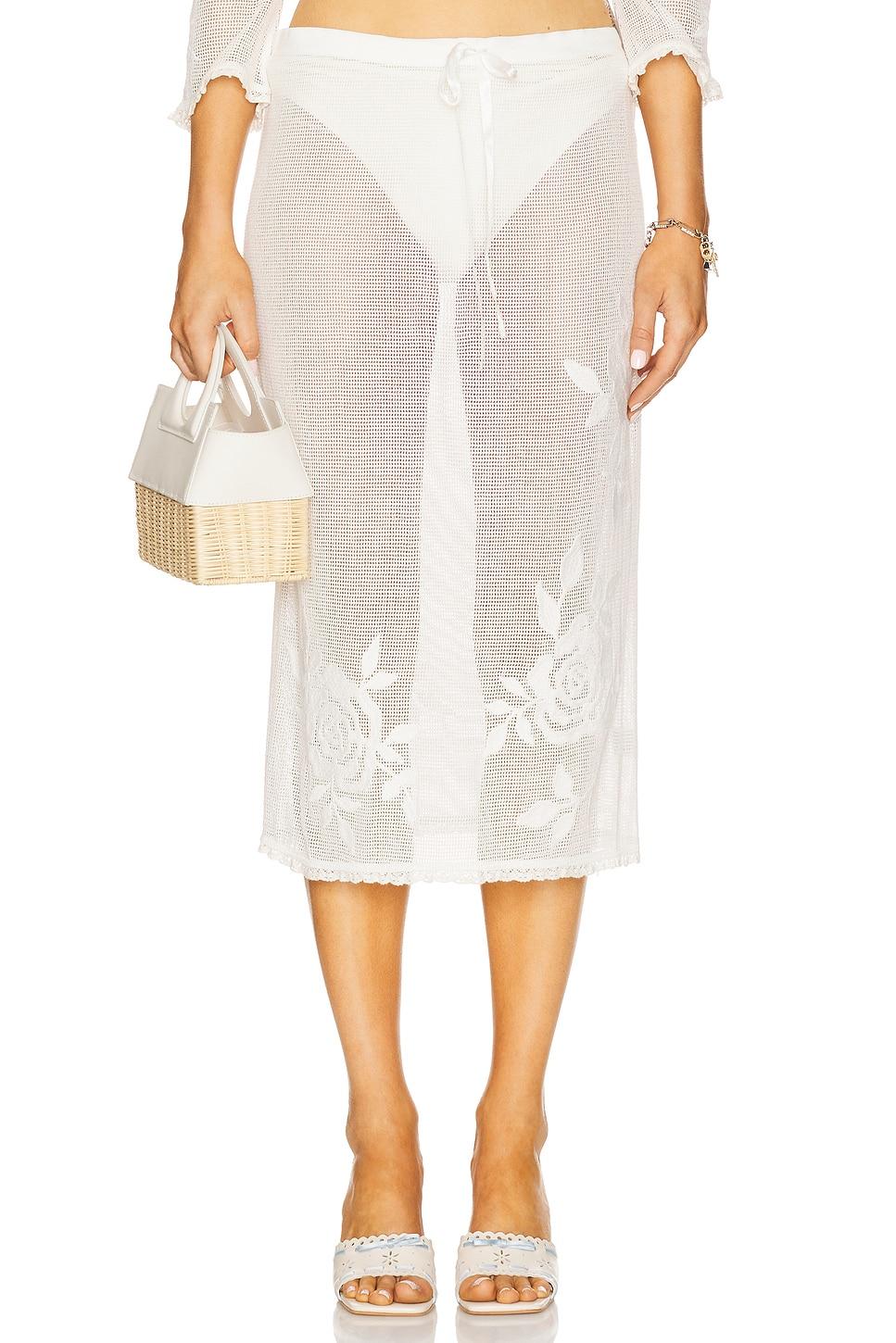 rose crochet midi skirt