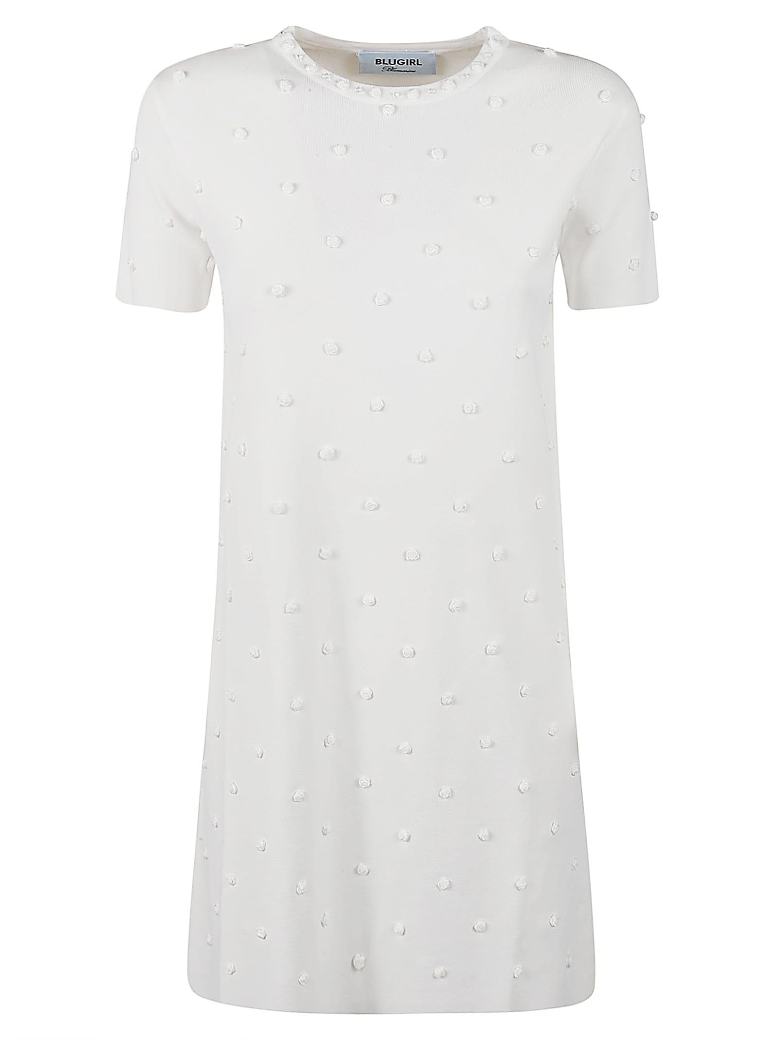 rose embellished round neck dress