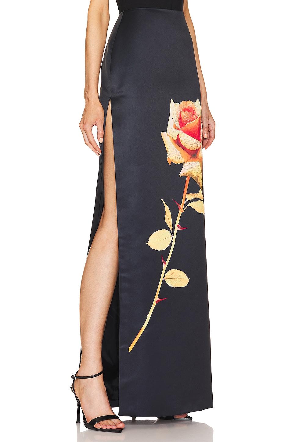 rose flower print maxi skirt