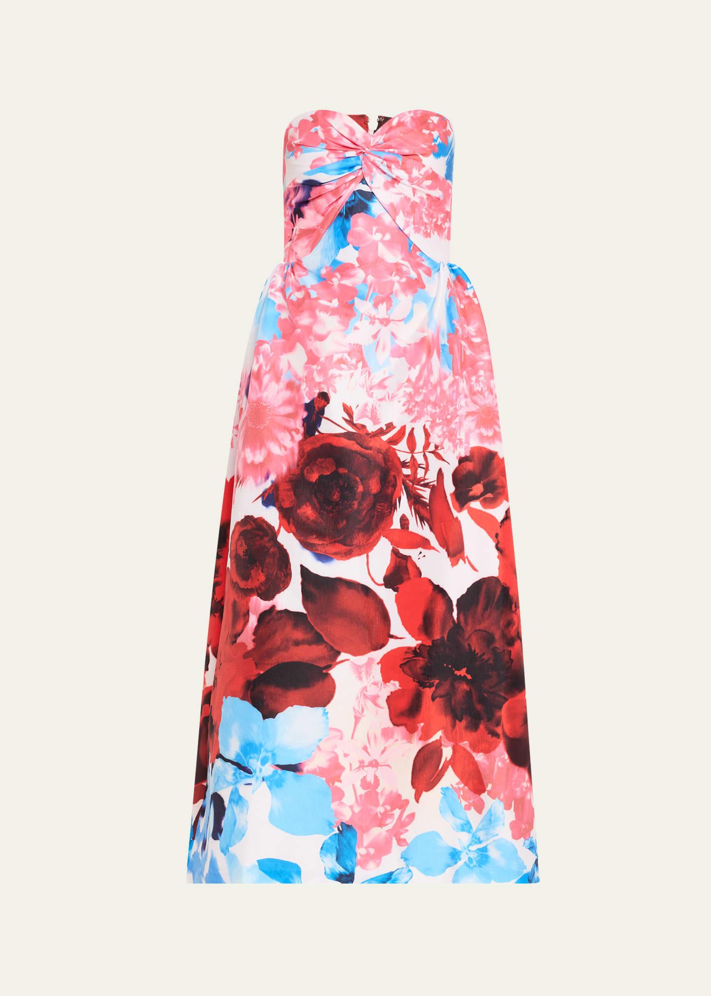 rose garden strapless taffeta dress