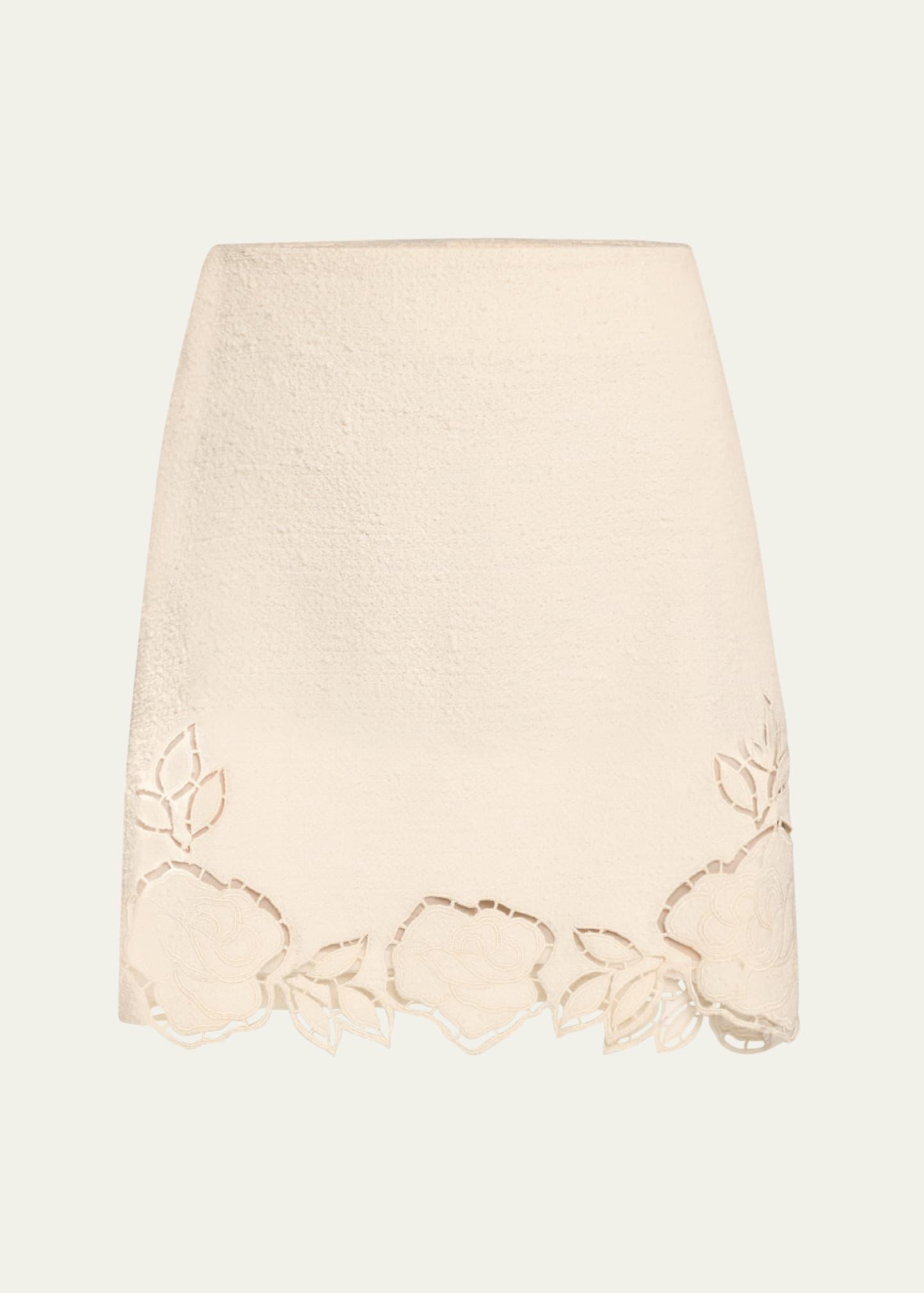 rose ladder stitch tweed mini skirt