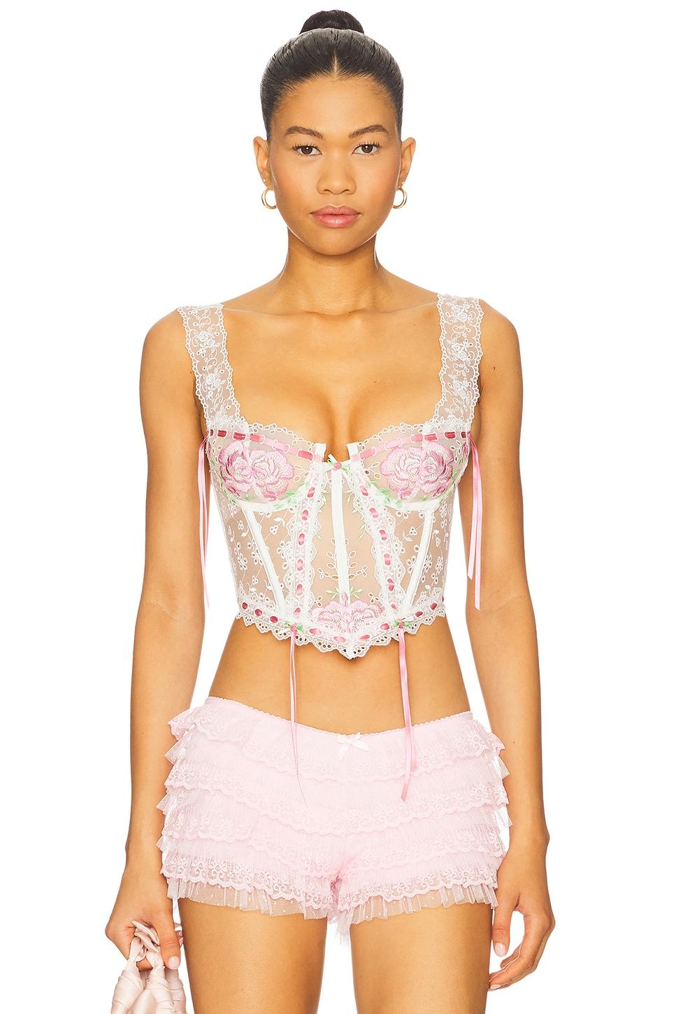 rose milk eyelet bustier