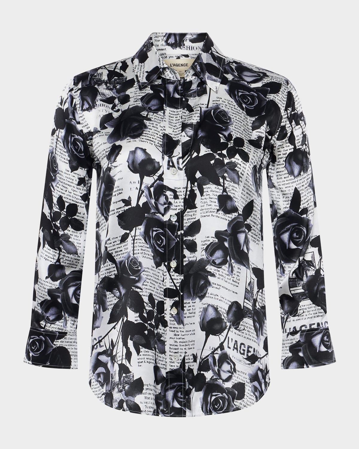 rose newspaper dani silk blouse
