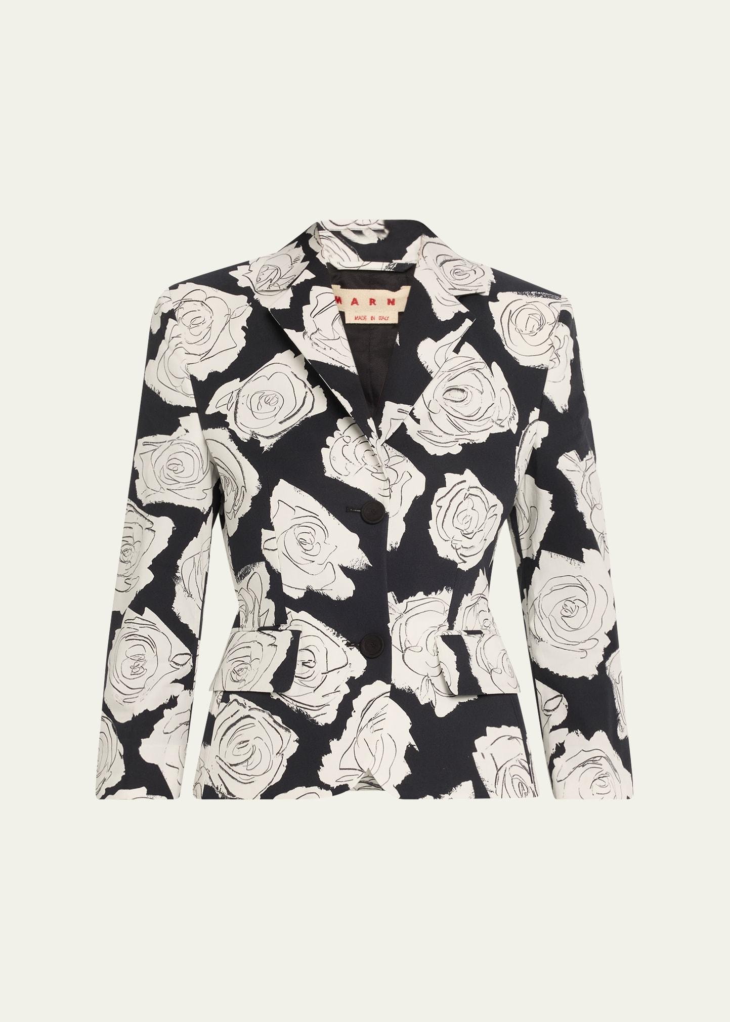 rose print compact cotton baby jacket