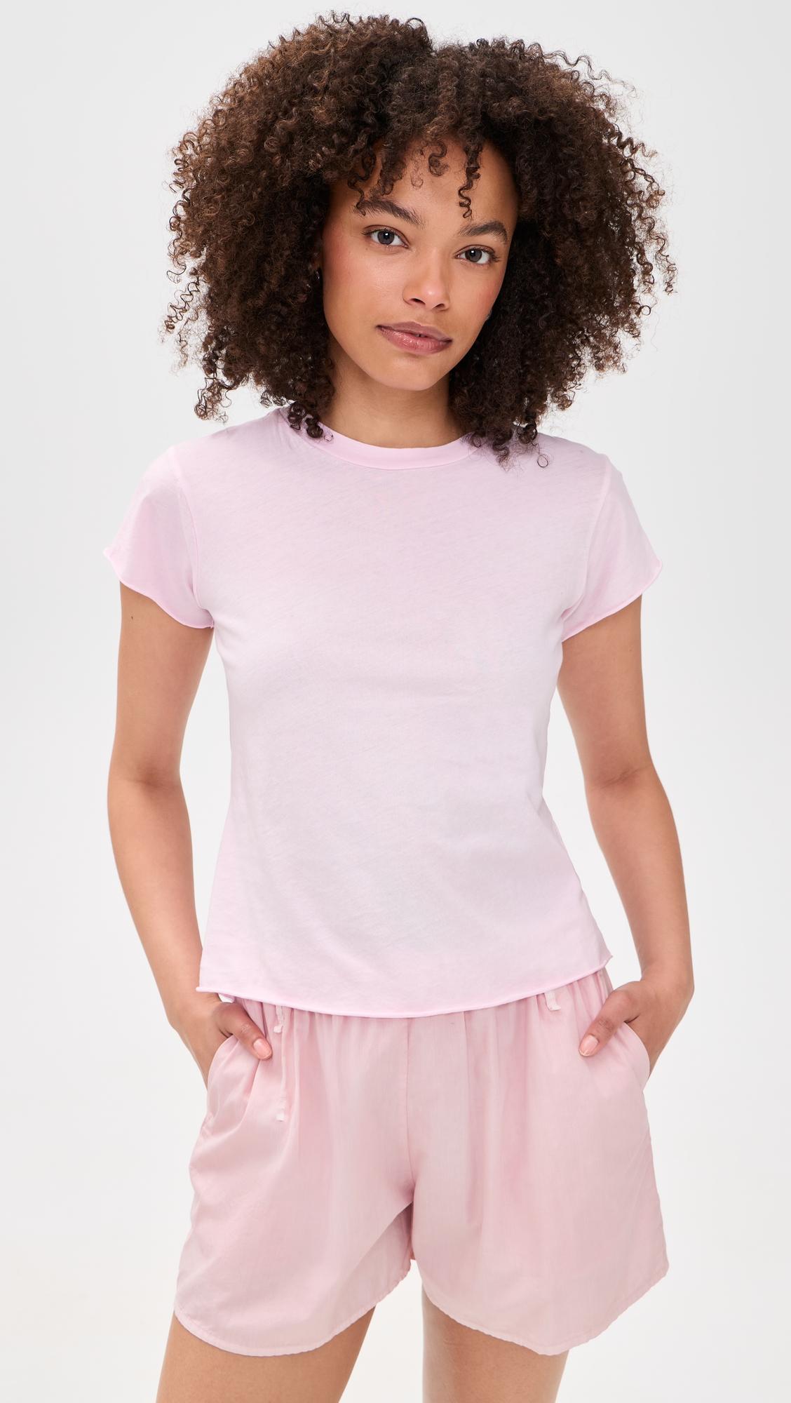 rose raw hem tee