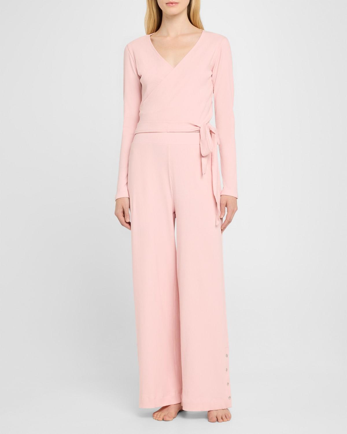 rose rib long-sleeve wrap top