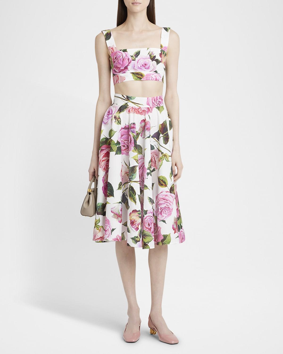 rose square-neck cotton crop top