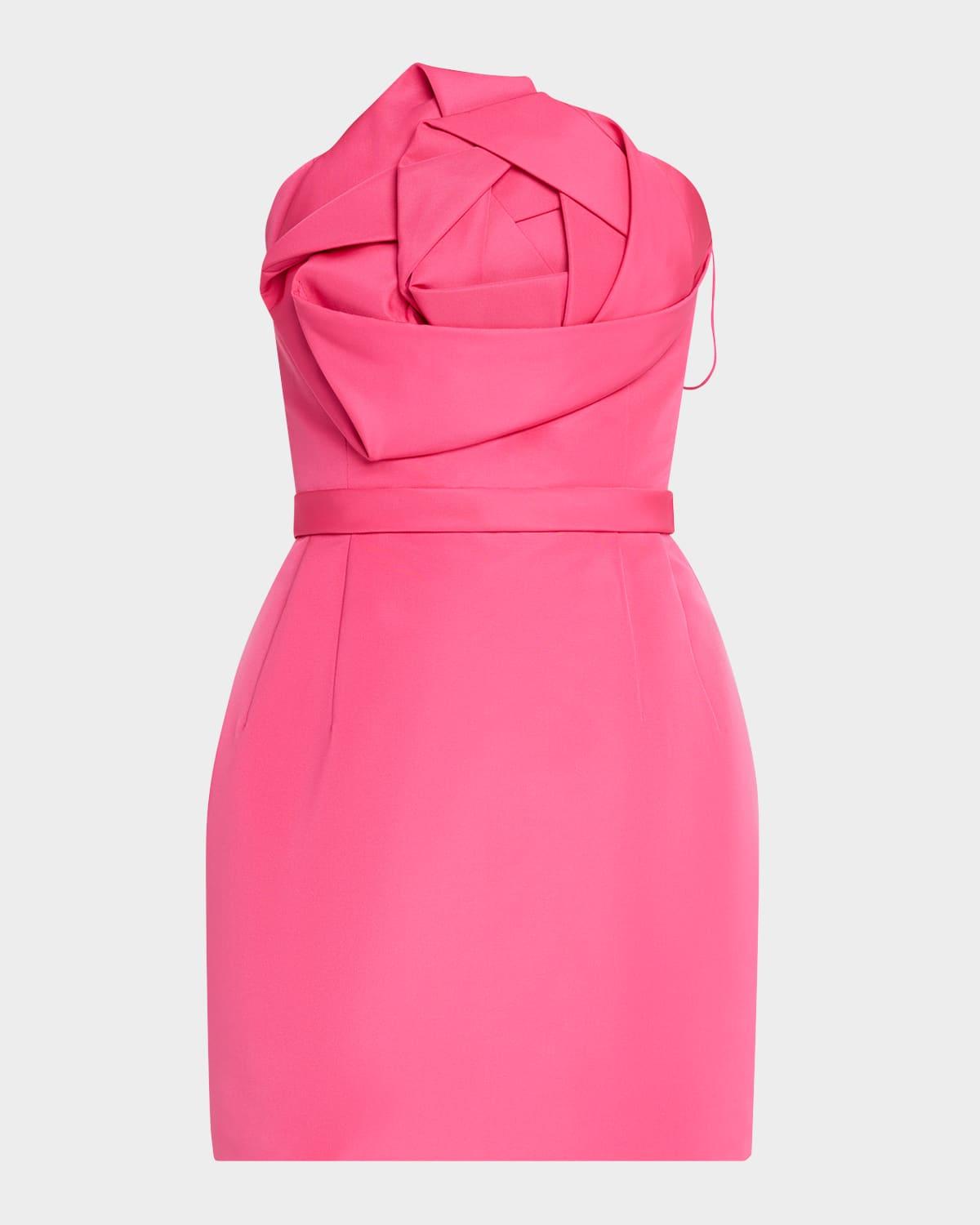 rose strapless faille mini dress