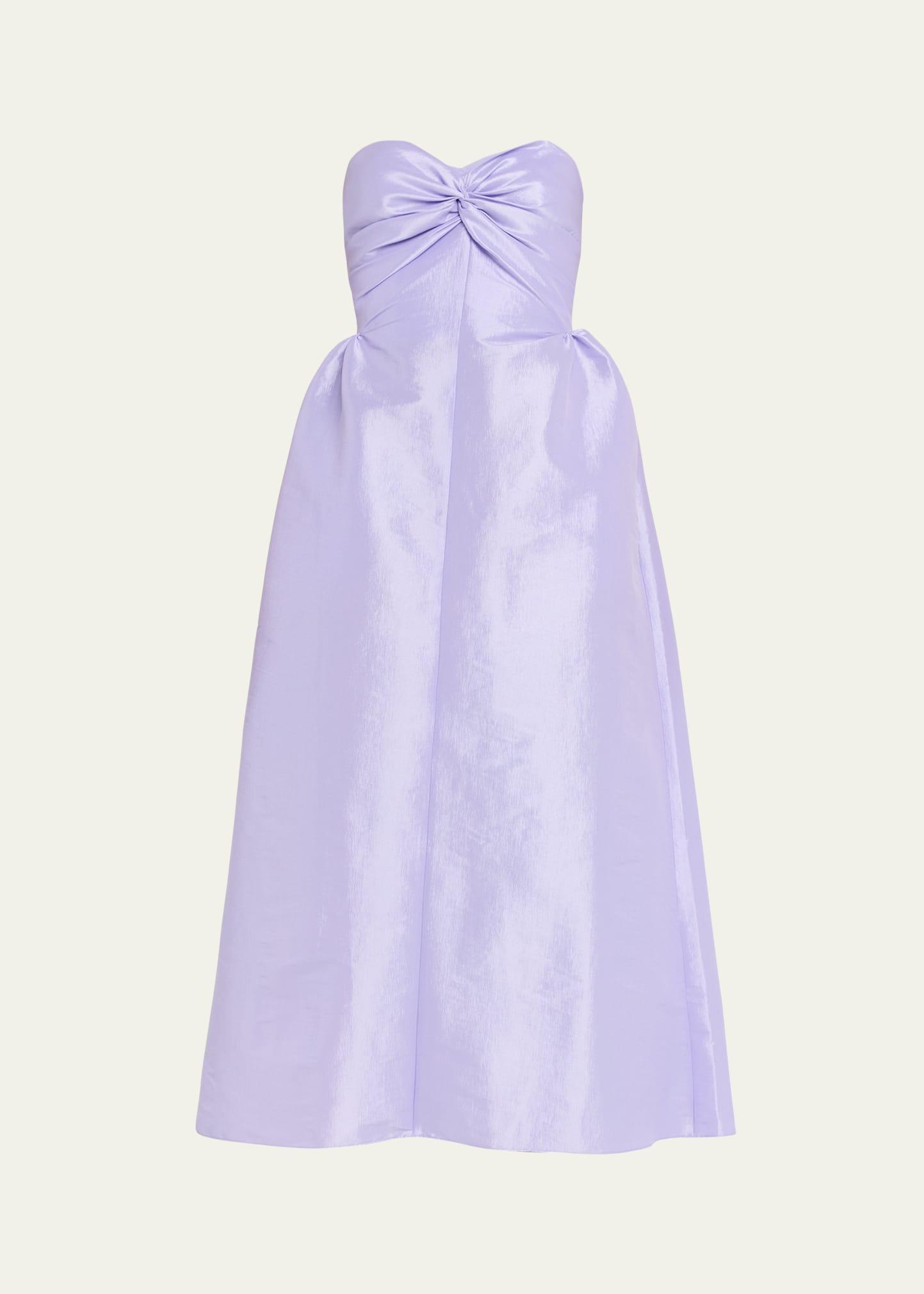 rose strapless taffeta dress