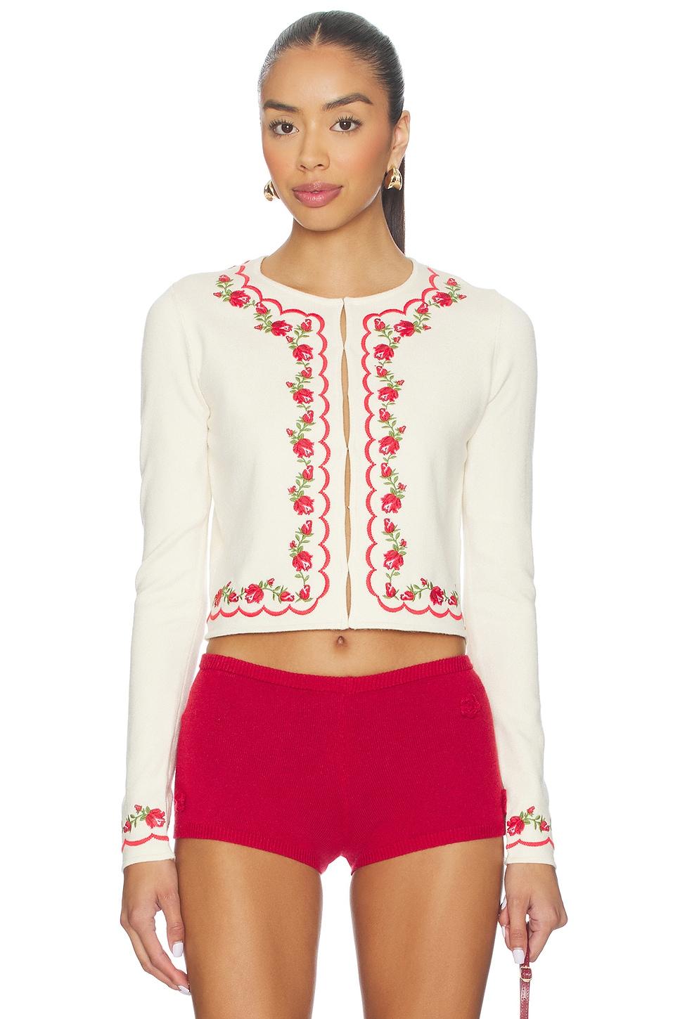 rose waltz scalloped knit cardigan
