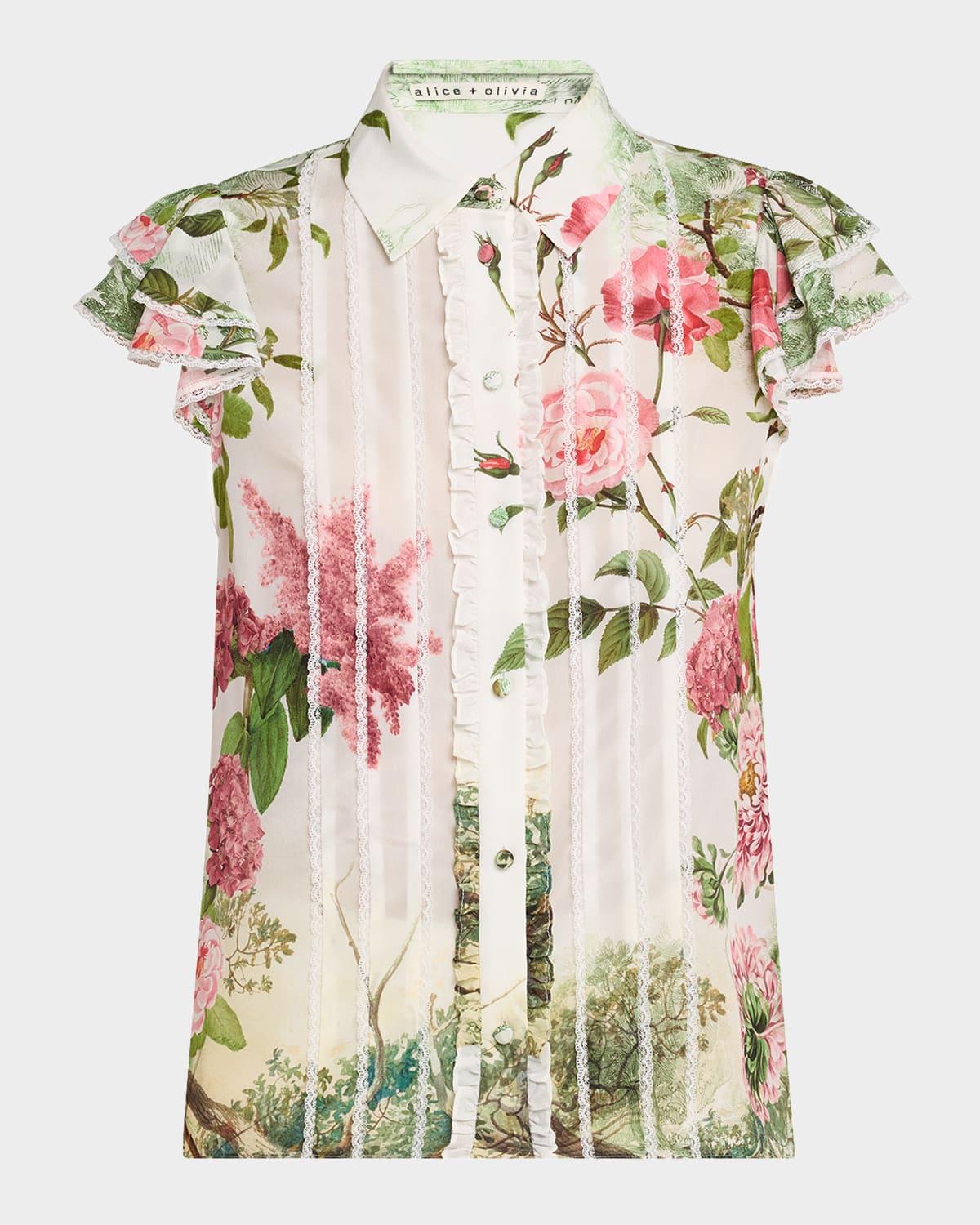 rose whisper minda button-front blouse
