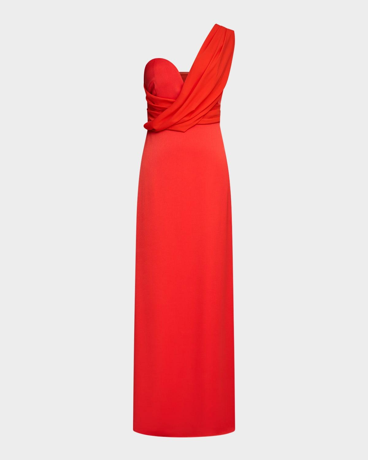 roselle draped crepe gown