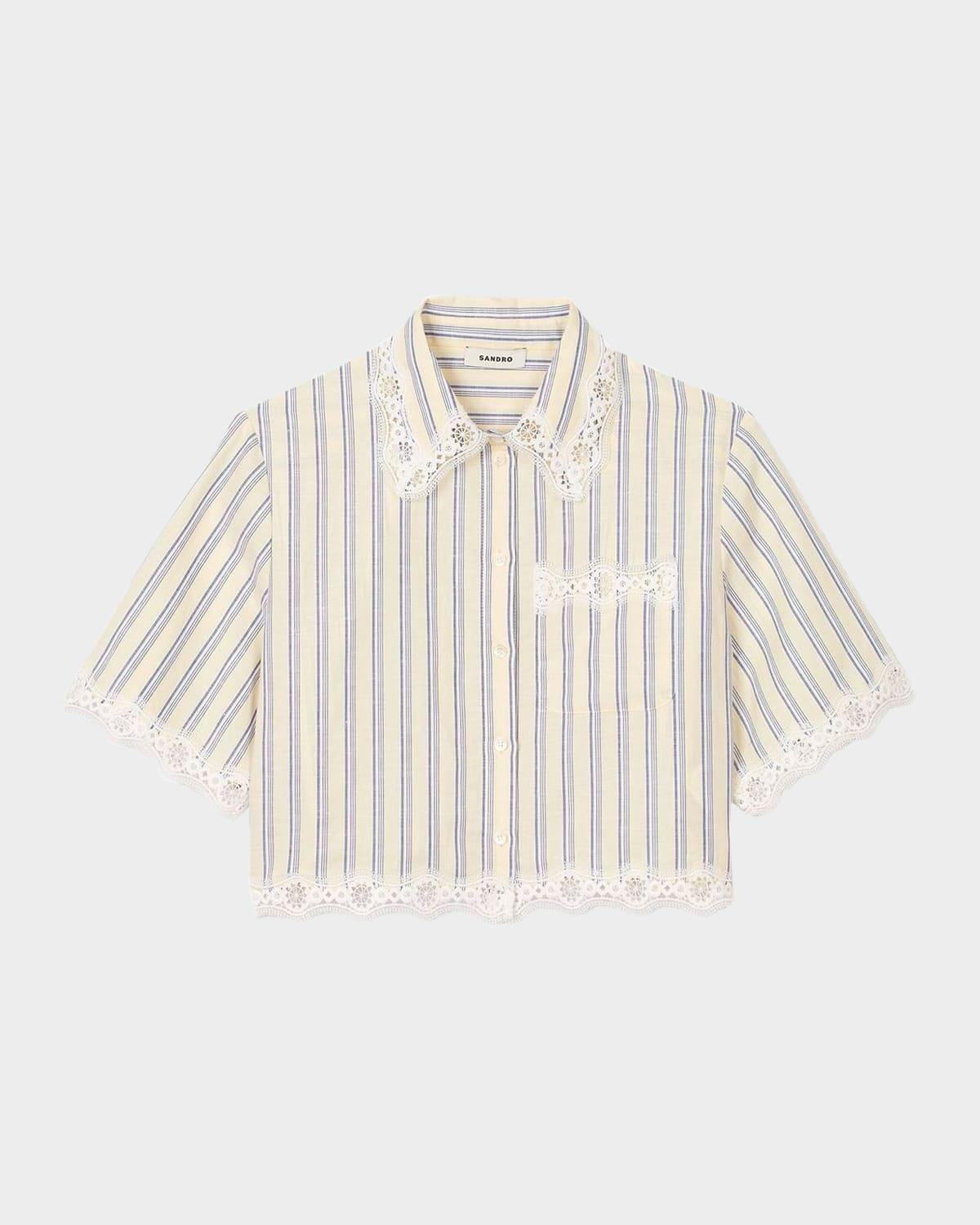 roselle striped lace-trim shirt