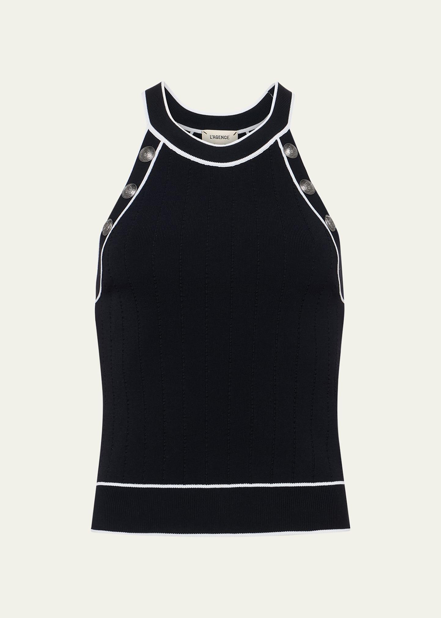 rosemary high-neck button tank top