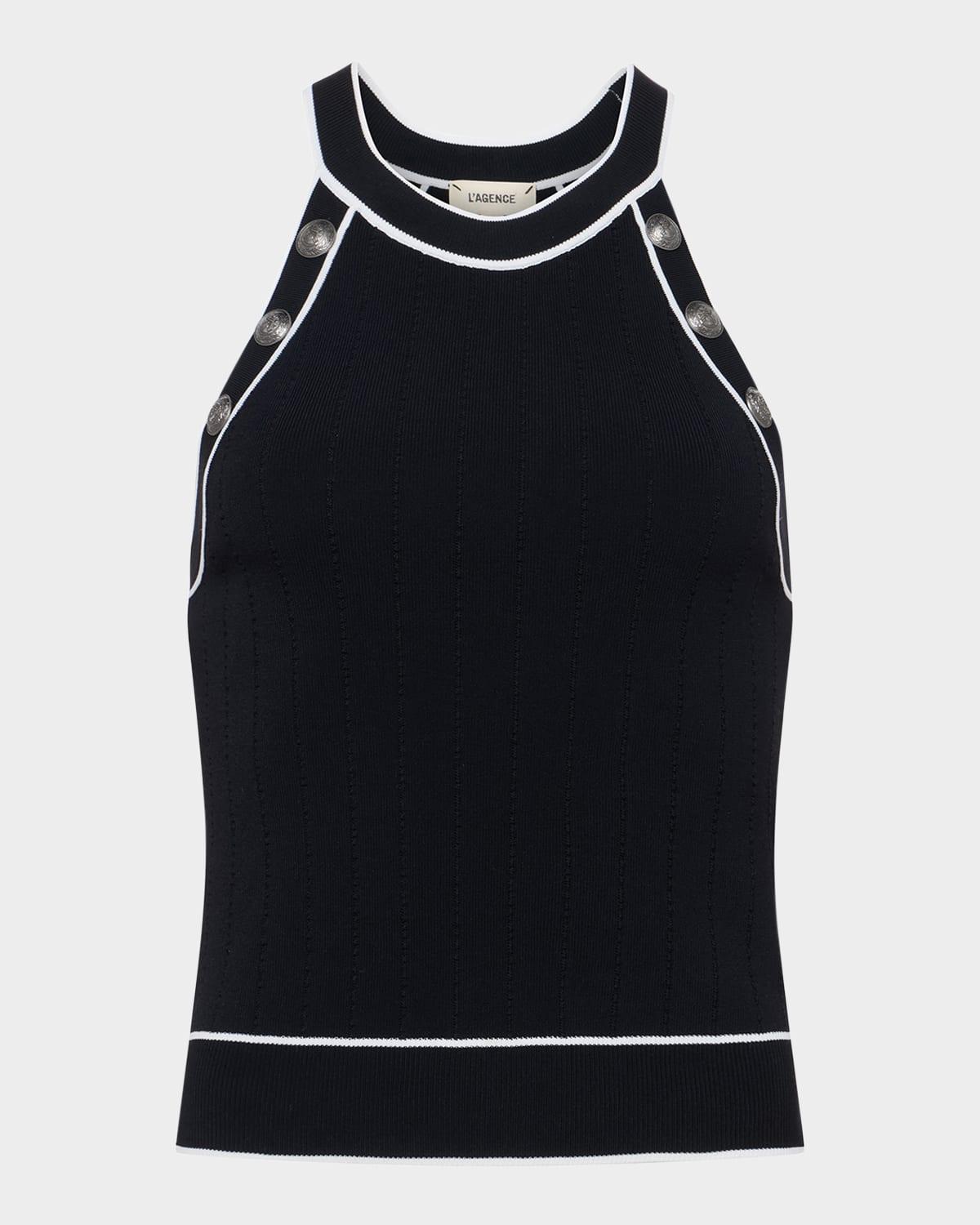rosemary high-neck button tank top