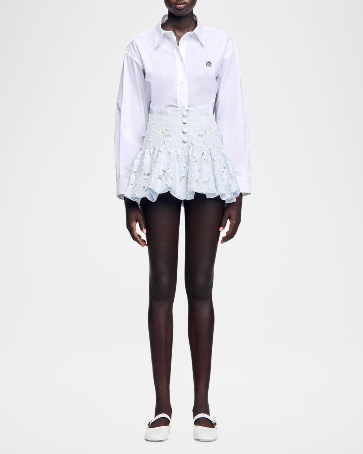 roseraie embroidered floral crop top