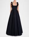 rosette scoop-neck fit-&-flare dress