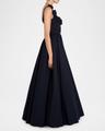 rosette scoop-neck fit-&-flare dress