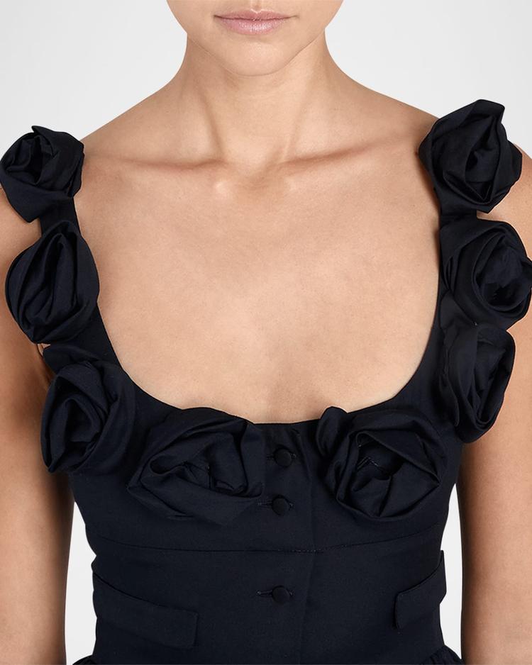 rosette scoop-neck fit-&-flare dress