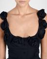 rosette scoop-neck fit-&-flare dress