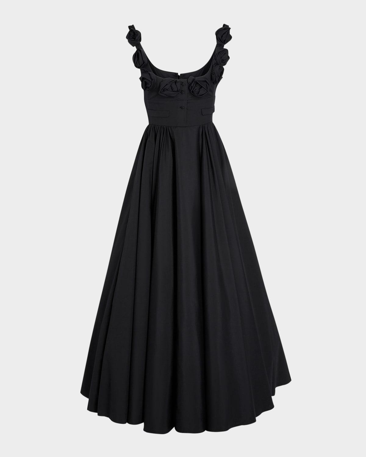 rosette scoop-neck fit-&-flare dress
