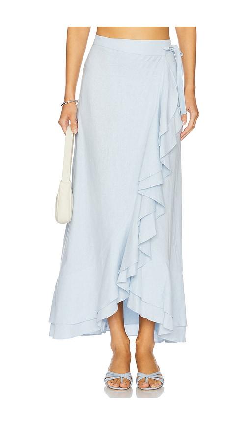 rosewater house golestan ruffle skirt in baby blue.