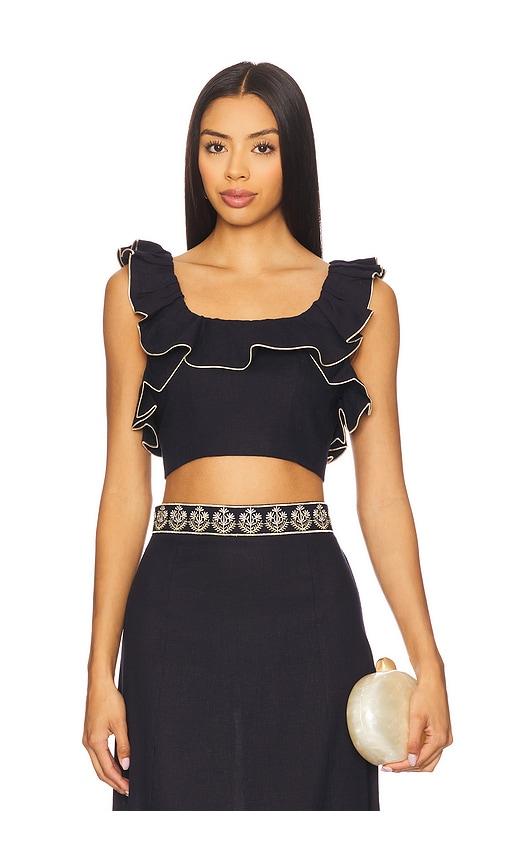 rosewater house malika bustier top in navy.