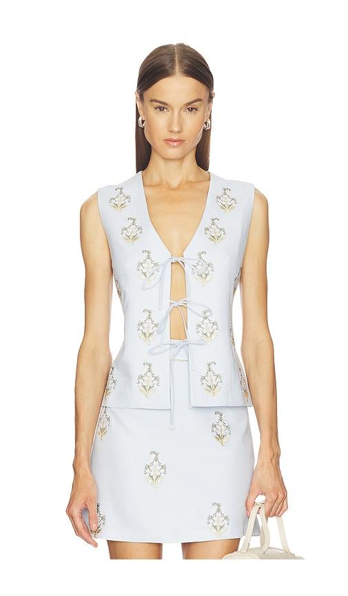 rosewater house sarv vest in baby blue.
