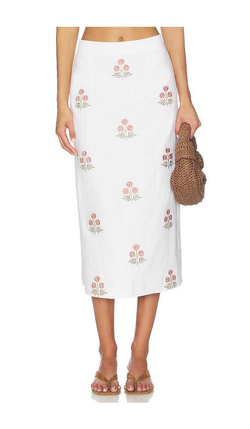 rosewater house yalda skirt in white.