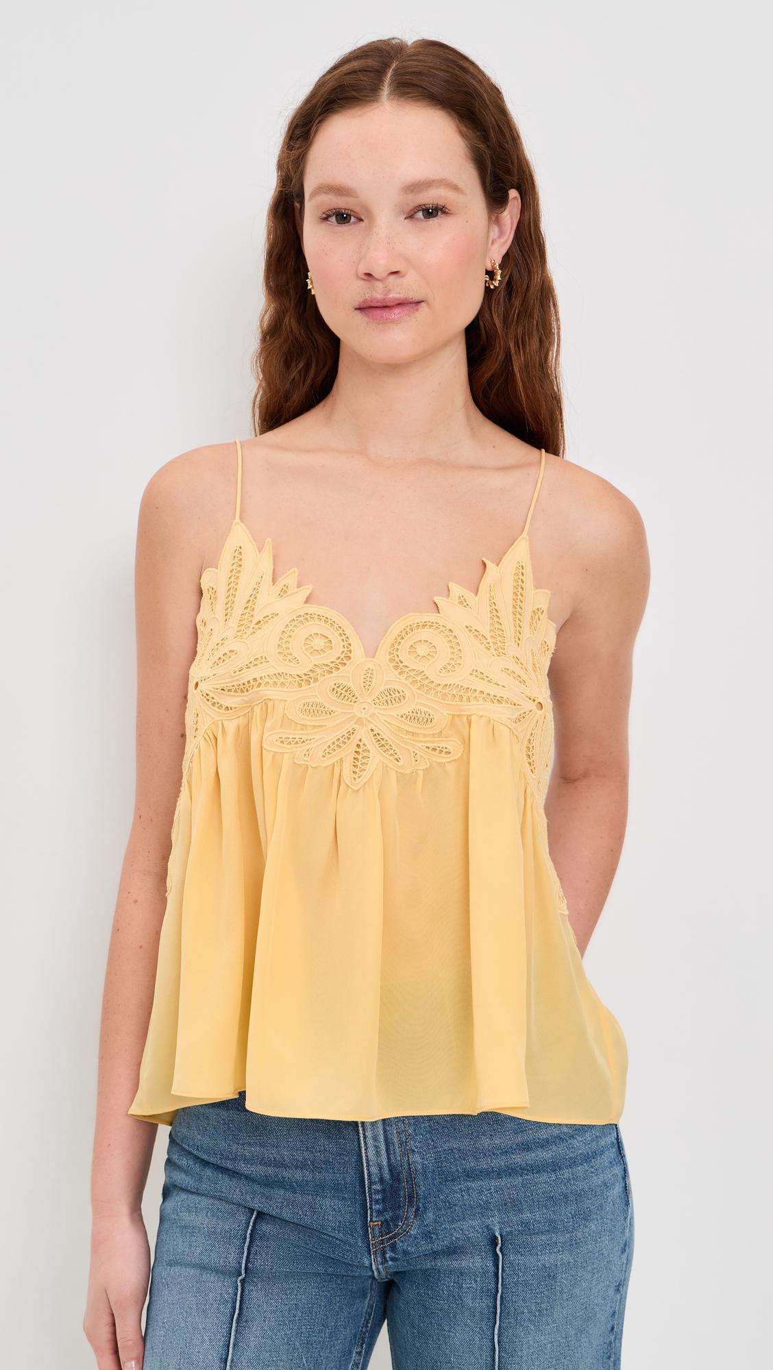 rosie lace applique silk tank top